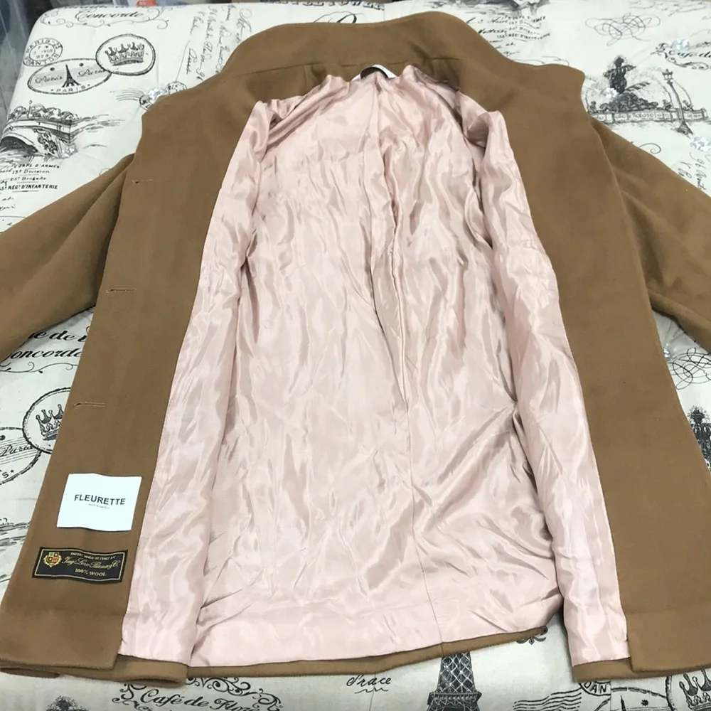 Fleurette Stand Collar Wool Car Coat - Picture 7 of 12